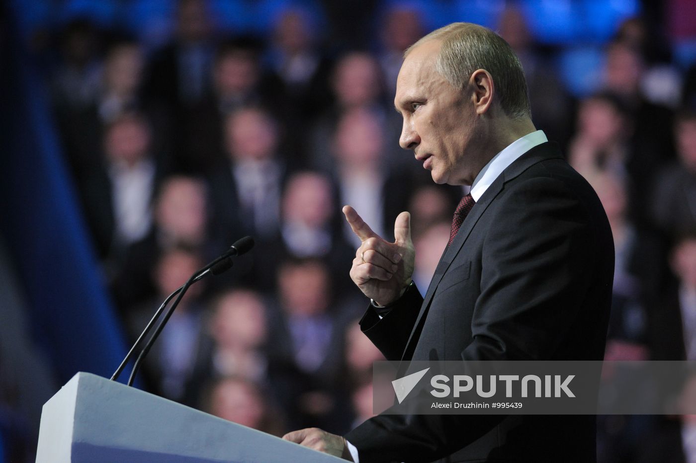 Medvedev and Putin at 12th United Russia pre-election convention