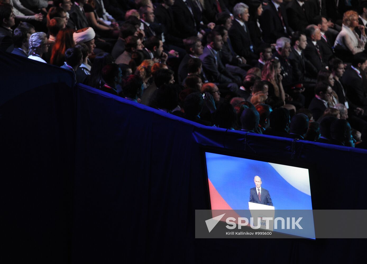 D. Medvedev and V. Putin at 12th United Russia party convention