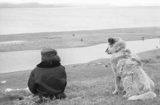 Chukotka resident with dog
