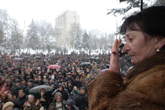 Rally of Alla Djioyeva's advocates in Tskhinval