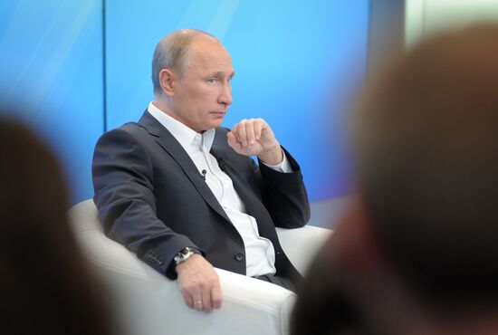 D.Medvedev and V.Putin meeting with electorate