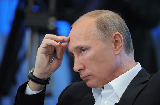 D.Medvedev and V.Putin meeting with electorate