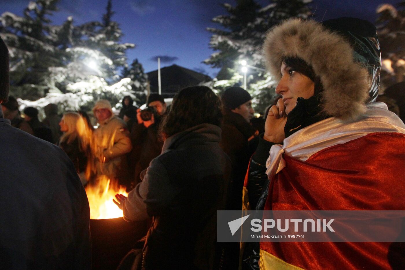 Alla Dzhioyeva supporters rally at Tskhinval's central square