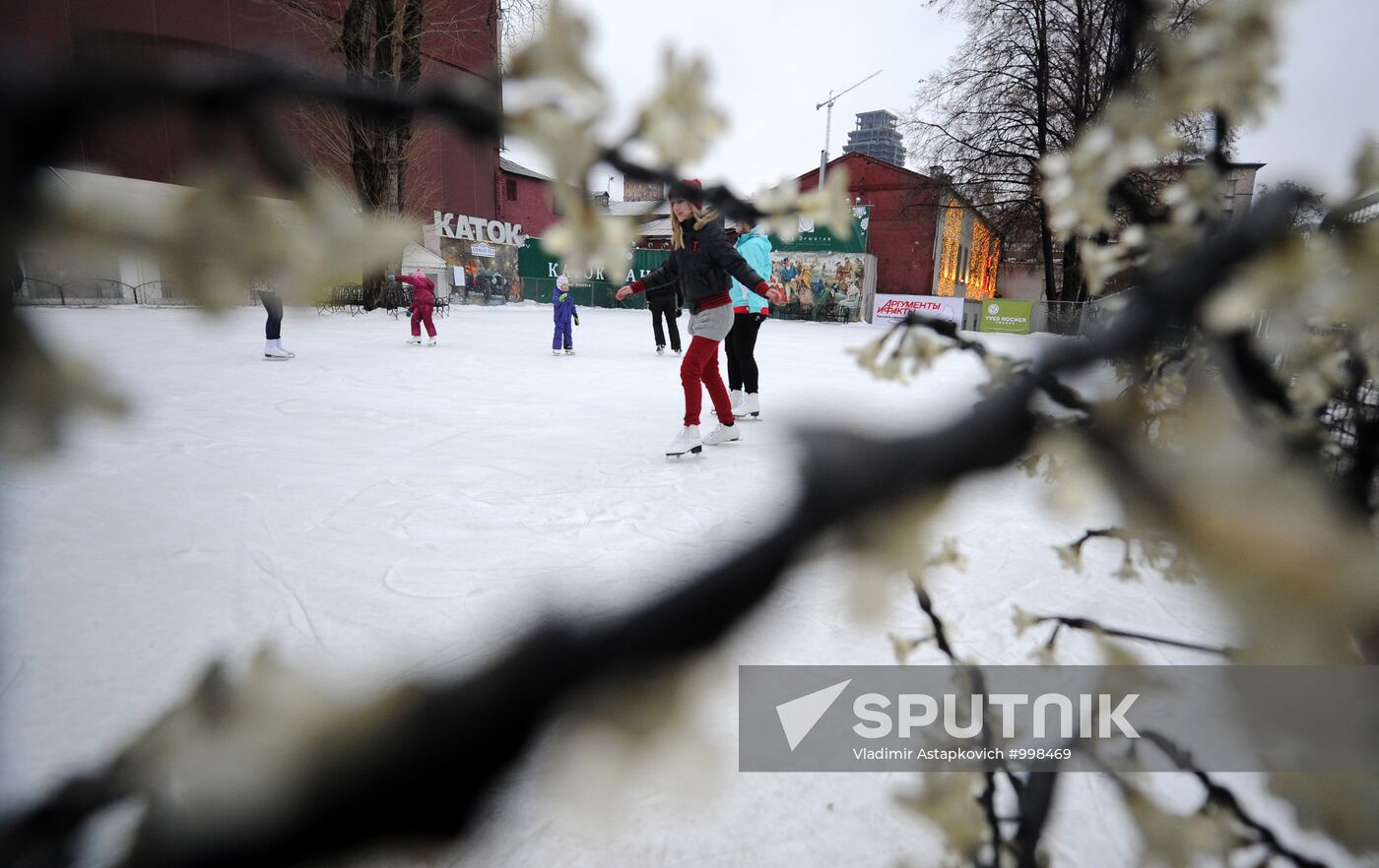 Ice skating rink at Moscow's Hermitage Garden