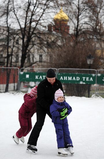 Ice skating rink at Moscow's Hermitage Garden