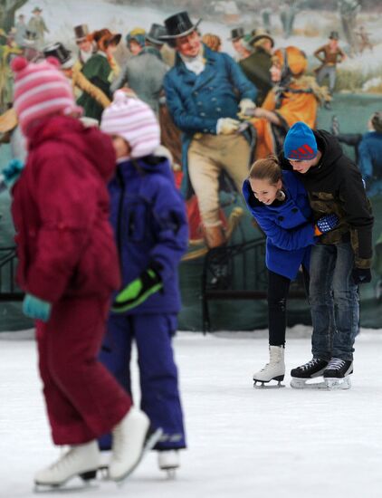 Ice skating rink at Moscow's Hermitage Garden