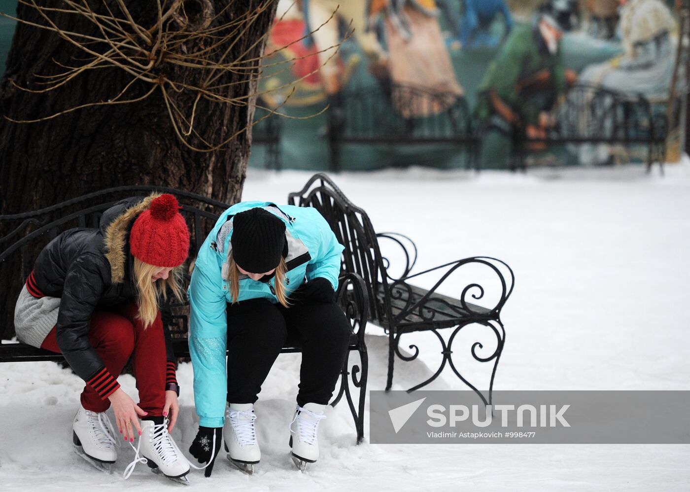Ice skating rink at Moscow's Hermitage Garden