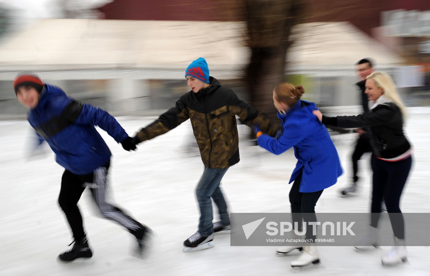 Ice skating rink at Moscow's Hermitage Garden