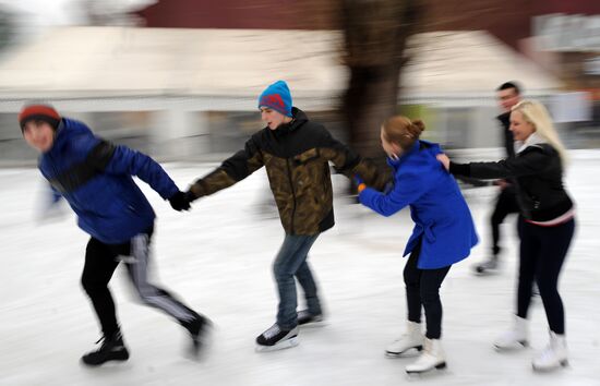 Ice skating rink at Moscow's Hermitage Garden