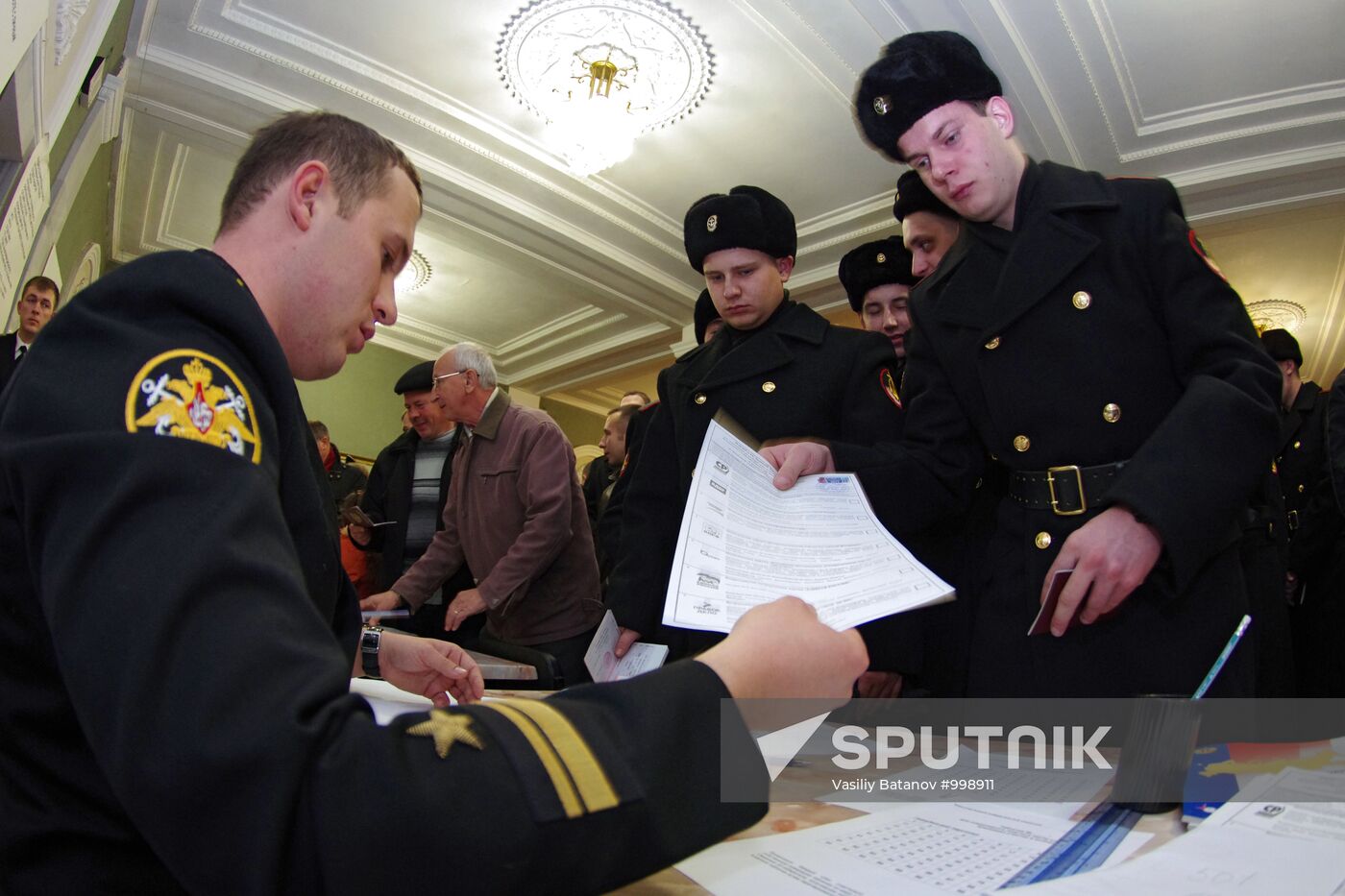 People vote in Russian State Duma elections in Ukraine