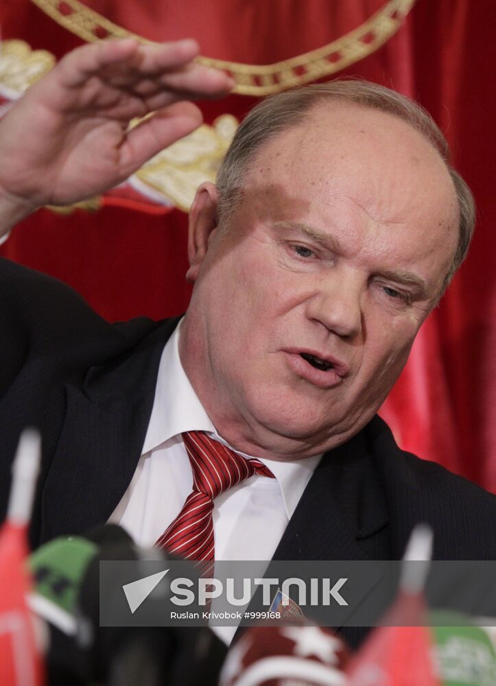 Russian Communist Party leader speaks to journalists