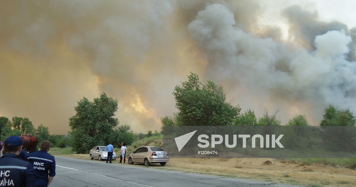 Large wildfire in Kherson Region, Ukraine Sputnik Mediabank