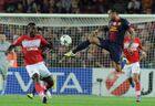 Spartak player Emmanuel Emenike and Barcelona player Dani Alves (from left) in the group stage UEFA Champions League 2012/13 match between football clubs Barcelona (Barcelona, Spain) and Spartak (Moscow Russia). Location: Spain, Barcelona. Author: Alexey Filippov/Sputnik. Football. Champions League. Barcelona vs. Spartak