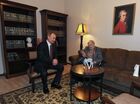 January 7, 2014. Russian President Vladimir Putin, left, visits writer Daniel Granik in his new apartment on Vasilevsky Island in St. Petersburg. Location: Russia, . Author: Mikhail Klimentyev/Sputnik. Vladimir Putin's working visit to St. Petersburg