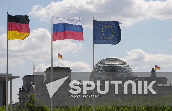 Flags of Germany, Russia and the EU