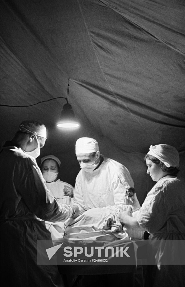 Operation in a field hospital