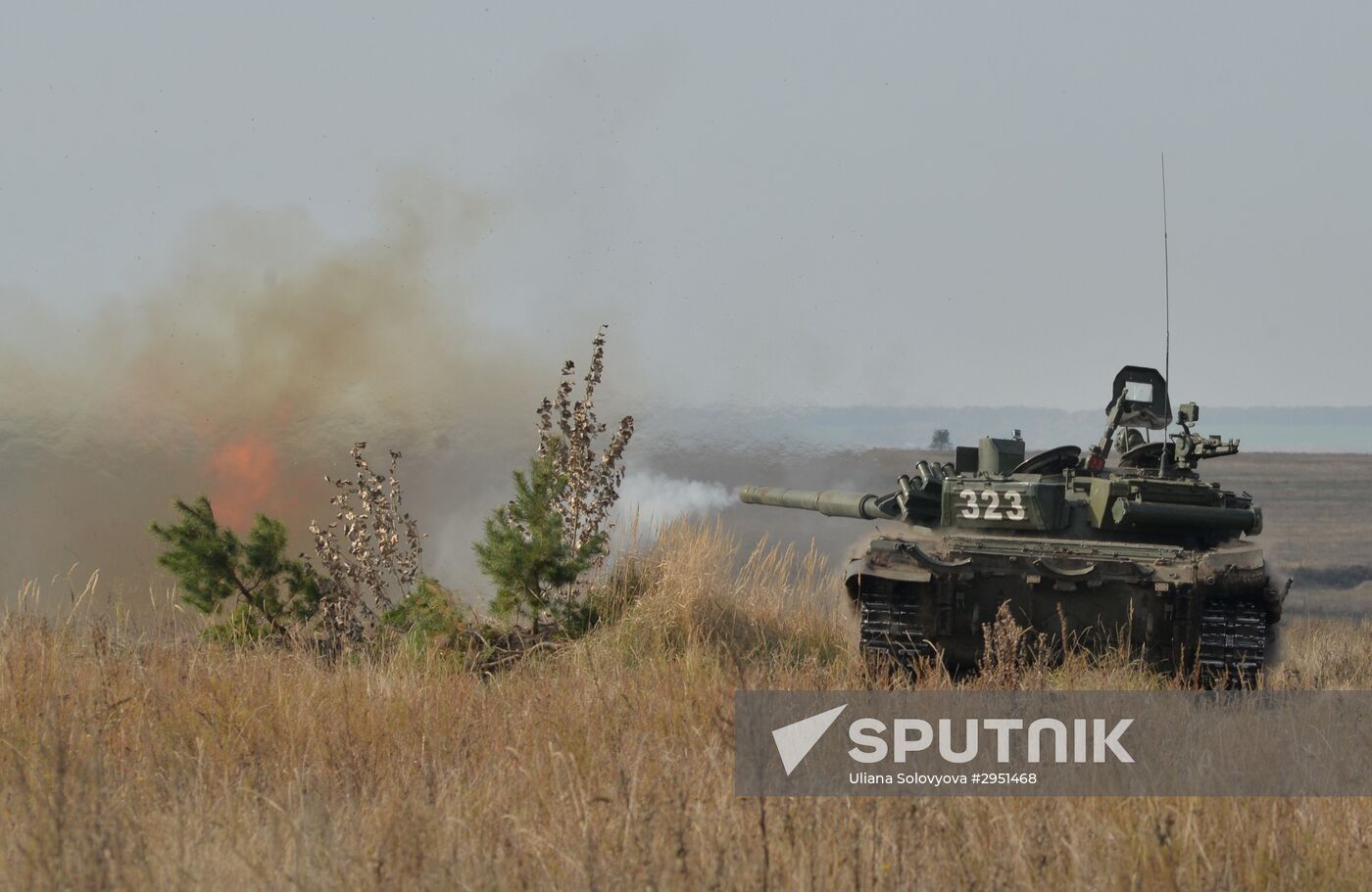 Tank units during military exercise in Voronezh