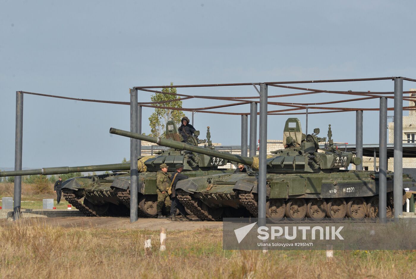 Tank units during military exercise in Voronezh