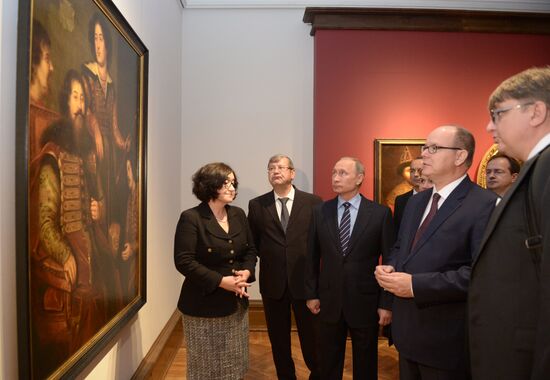 Russian President Vladimir Putin meets with Prince Albert II of Monaco