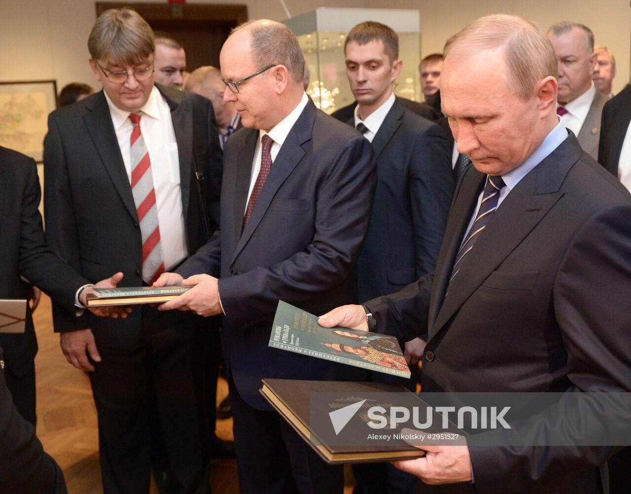 Russian President Vladimir Putin meets with Prince Albert II of Monaco