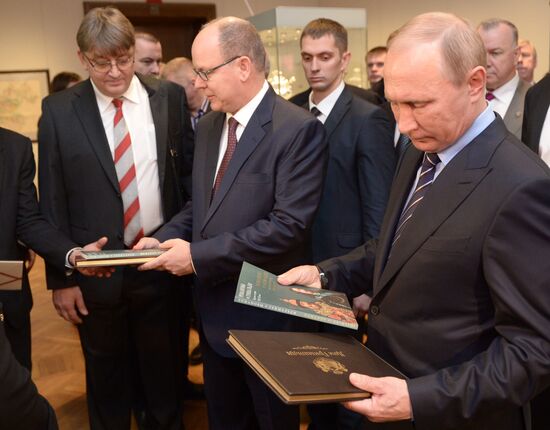 Russian President Vladimir Putin meets with Prince Albert II of Monaco