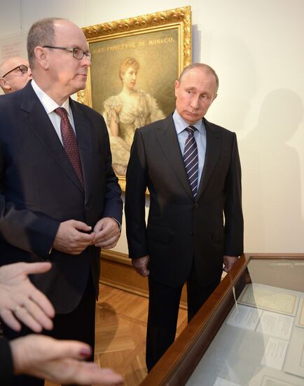 Russian President Vladimir Putin meets with Prince Albert II of Monaco