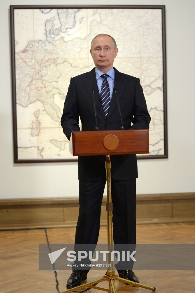 Russian President Vladimir Putin meets with Prince Albert II of Monaco