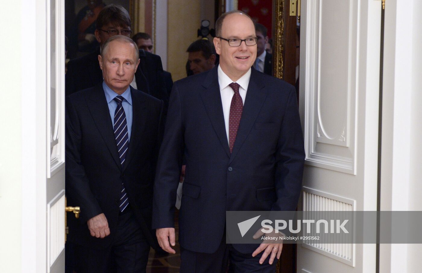 Russian President Vladimir Putin meets with Prince Albert II of Monaco
