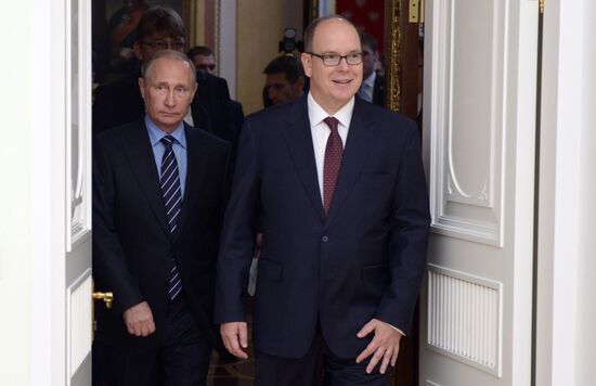 Russian President Vladimir Putin meets with Prince Albert II of Monaco
