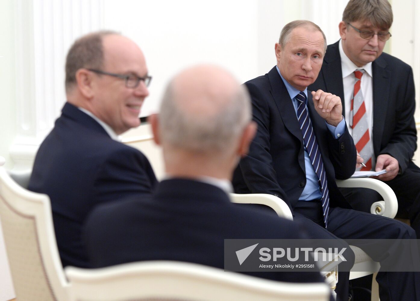 Russian President Vladimir Putin meets with Prince Albert II of Monaco