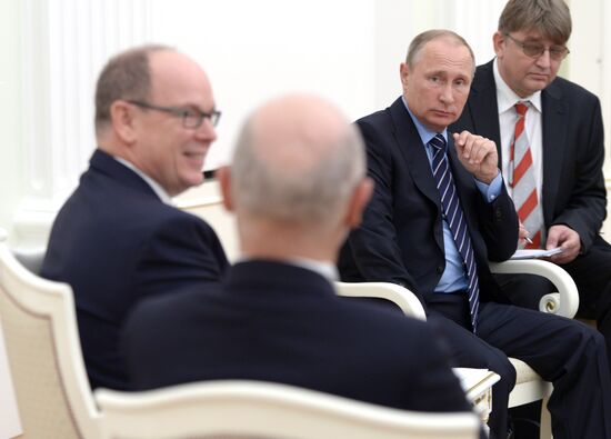 Russian President Vladimir Putin meets with Prince Albert II of Monaco