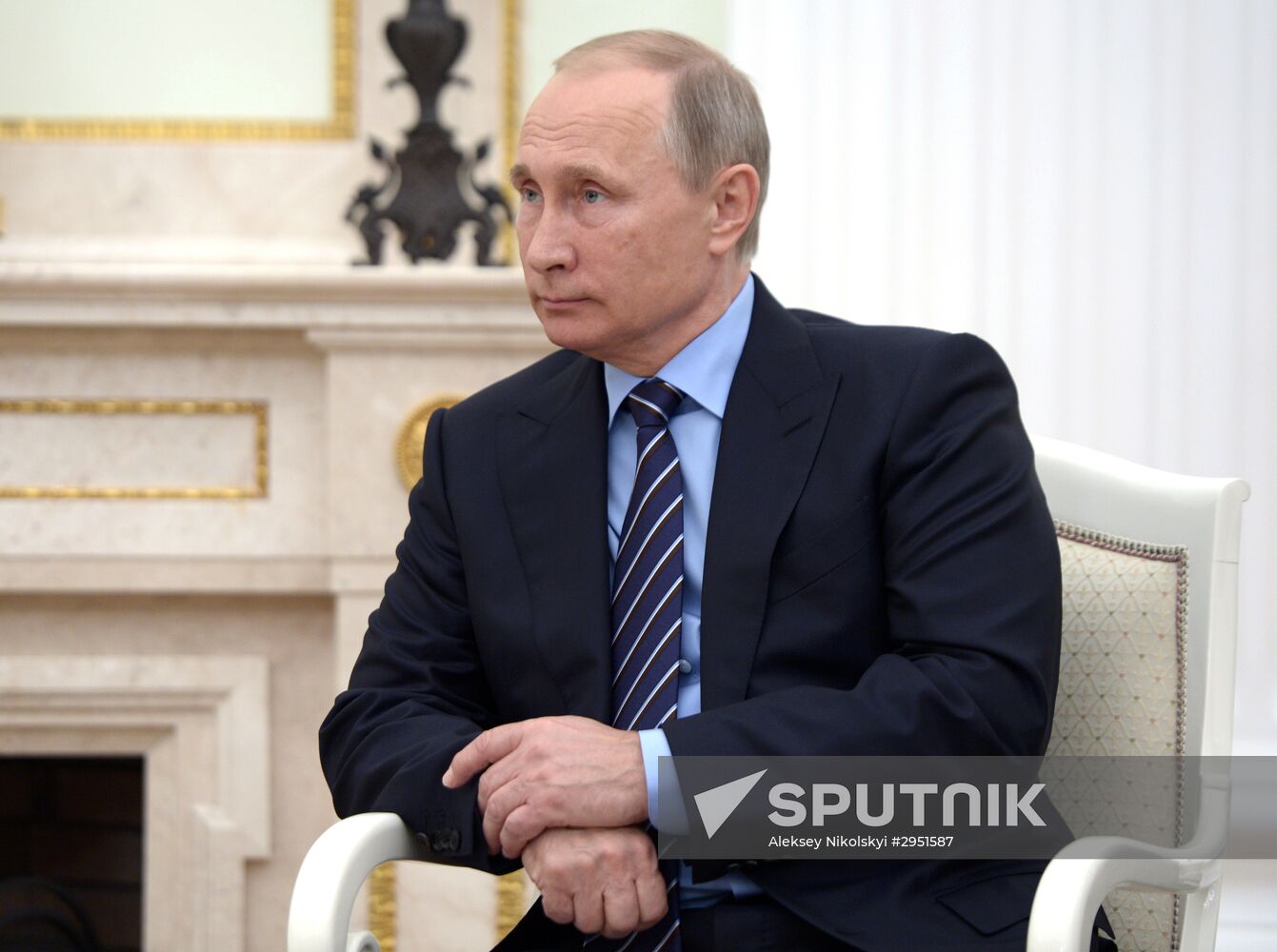 Russian President Vladimir Putin meets with Prince Albert II of Monaco