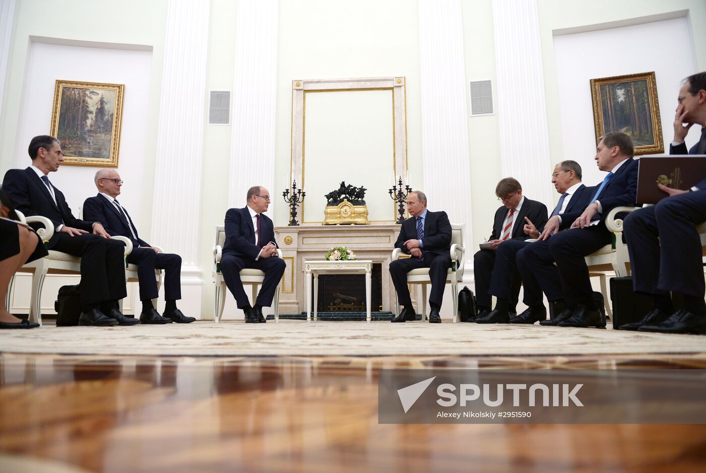 Russian President Vladimir Putin meets with Prince Albert II of Monaco