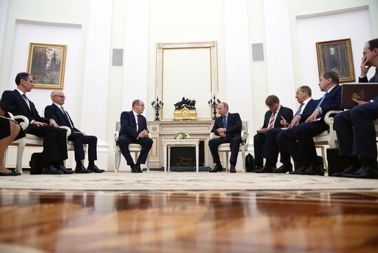 Russian President Vladimir Putin meets with Prince Albert II of Monaco