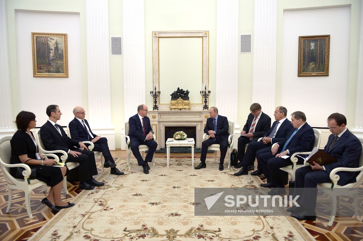 Russian President Vladimir Putin meets with Prince Albert II of Monaco