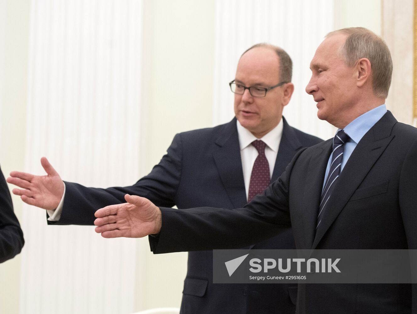 Russian President Vladimir Putin meets with Prince Albert II of Monaco