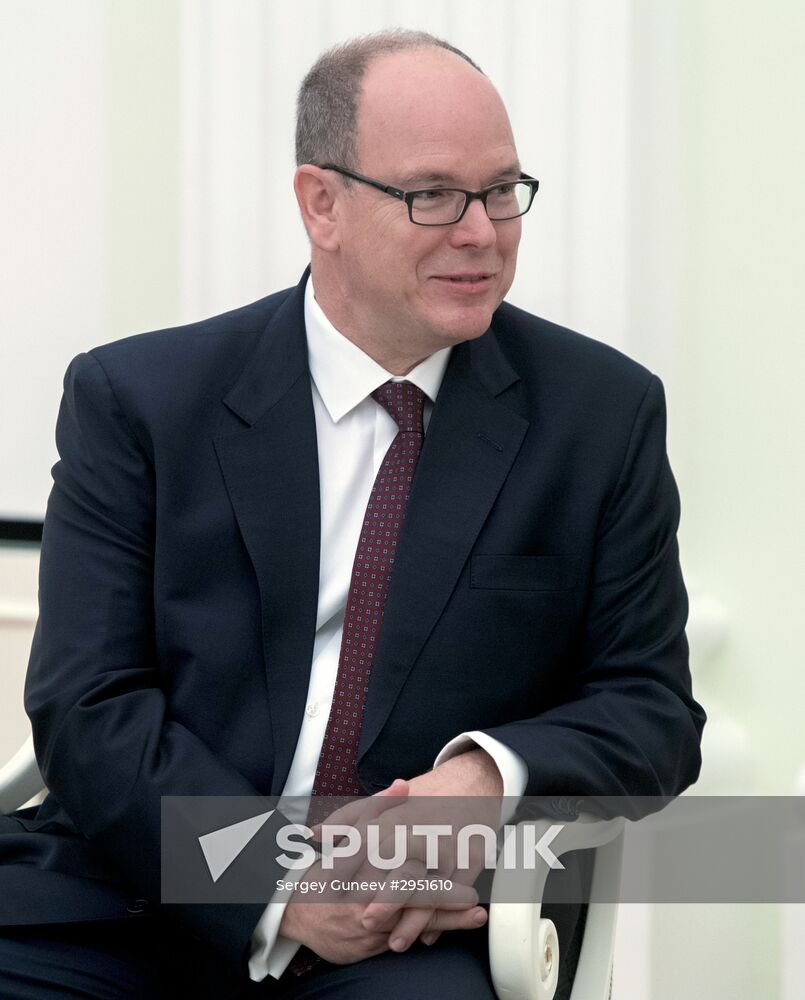 Russian President Vladimir Putin meets with Prince Albert II of Monaco