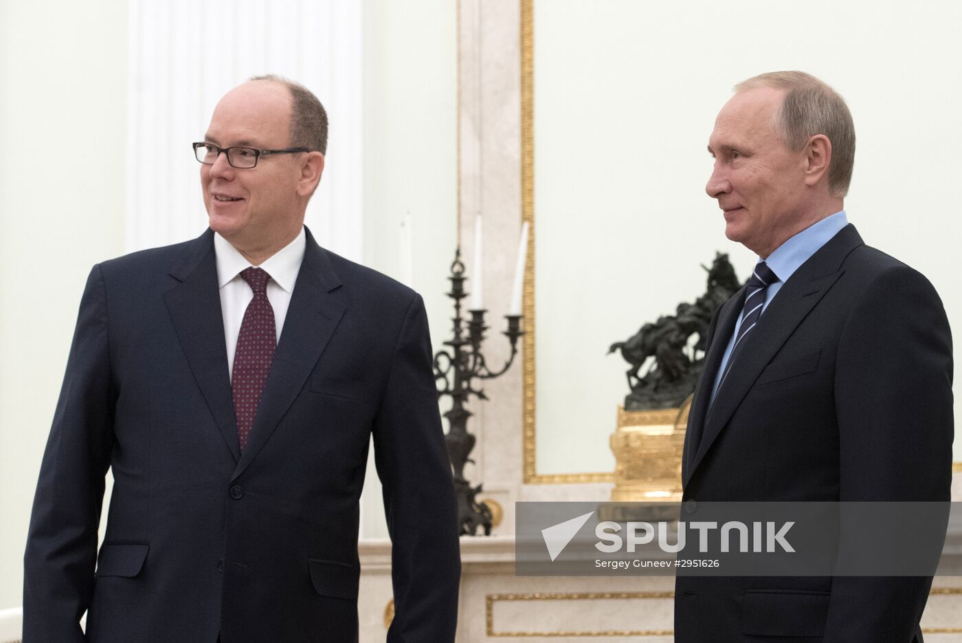 Russian President Vladimir Putin meets with Prince Albert II of Monaco
