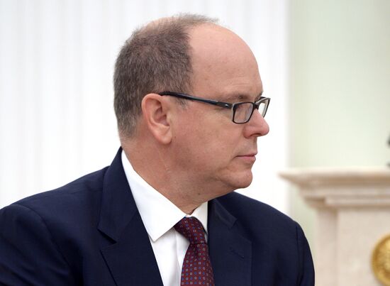 Russian President Vladimir Putin meets with Prince Albert II of Monaco