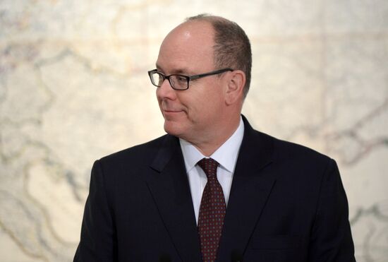 Russian President Vladimir Putin meets with Prince Albert II of Monaco