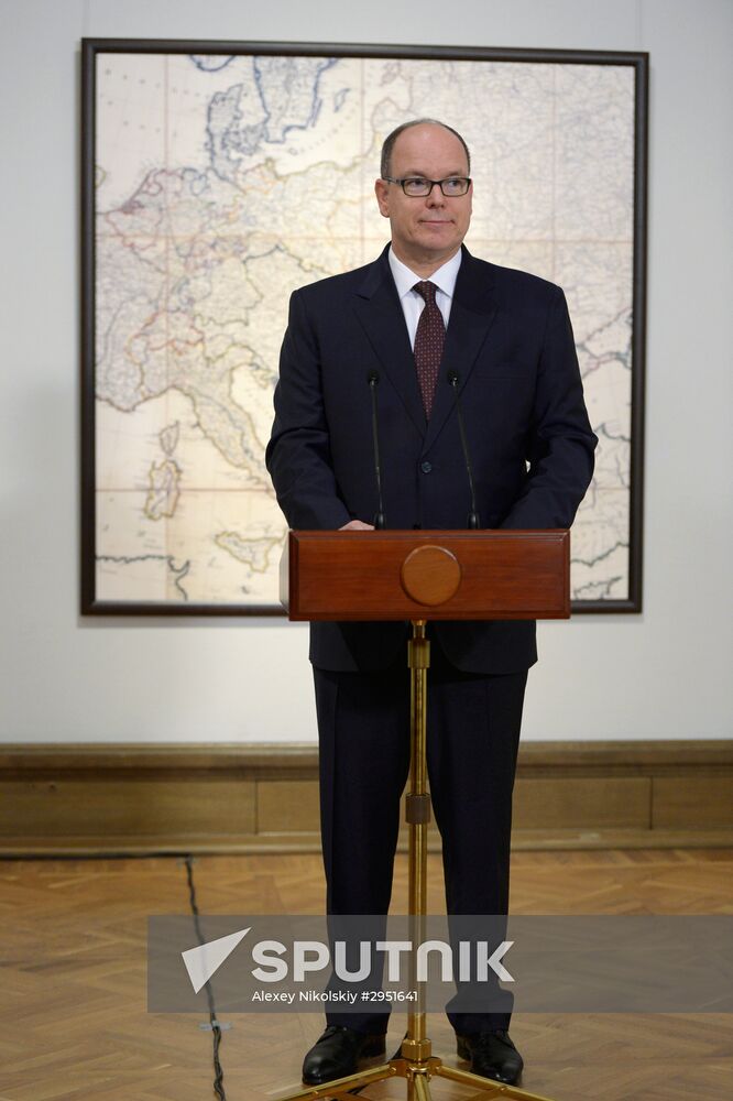 Russian President Vladimir Putin meets with Prince Albert II of Monaco