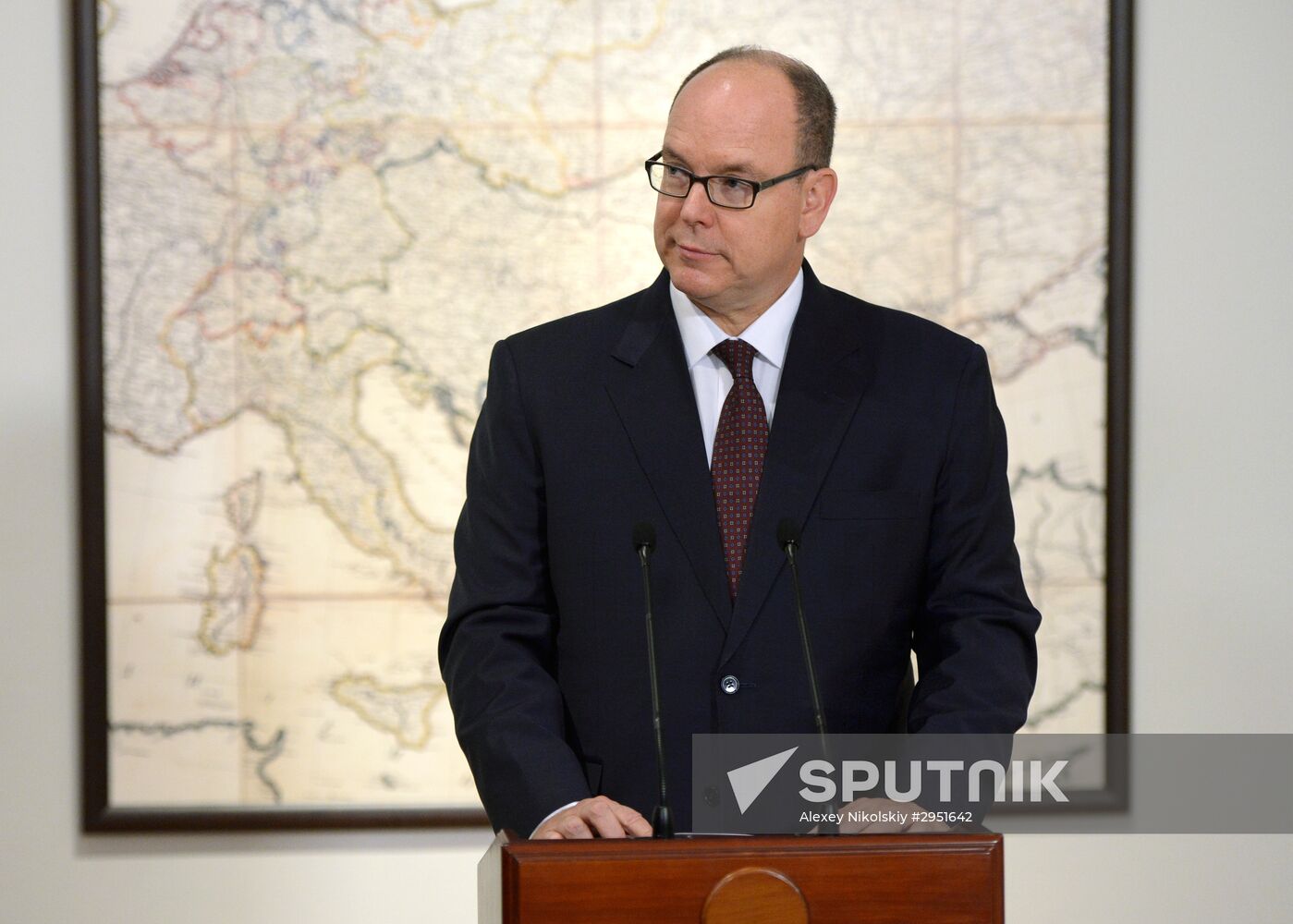 Russian President Vladimir Putin meets with Prince Albert II of Monaco