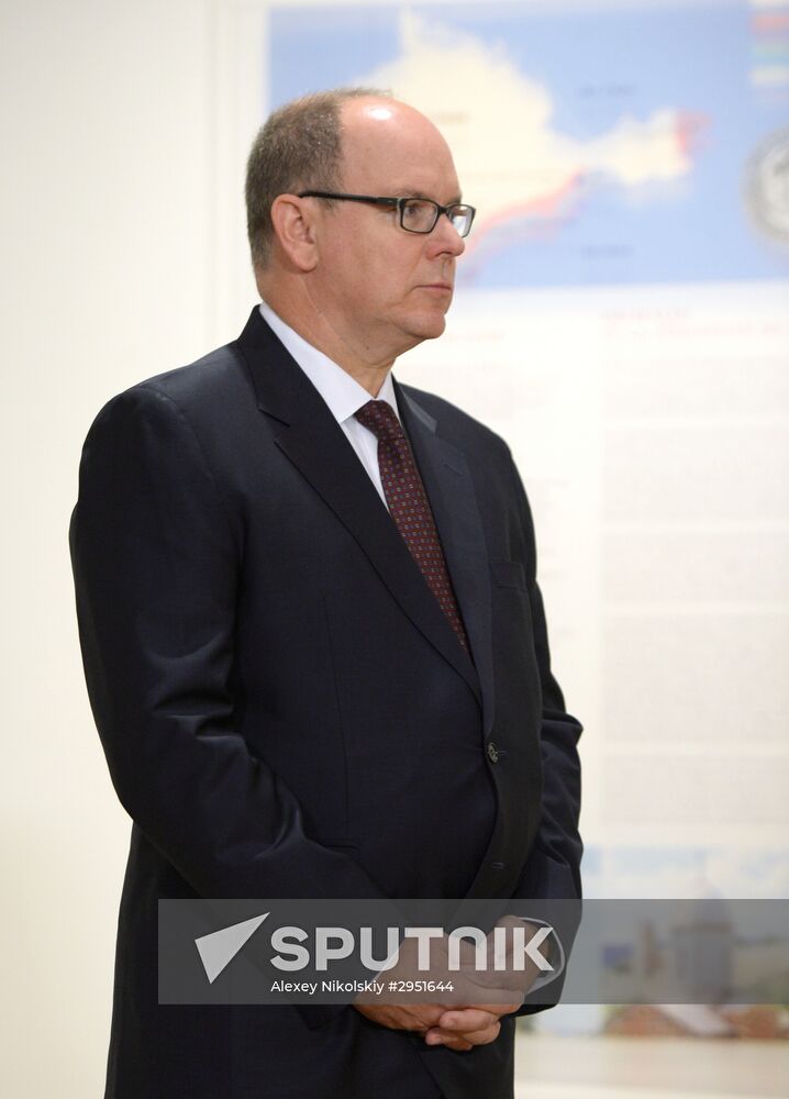 Russian President Vladimir Putin meets with Prince Albert II of Monaco