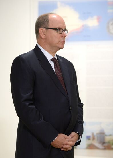 Russian President Vladimir Putin meets with Prince Albert II of Monaco