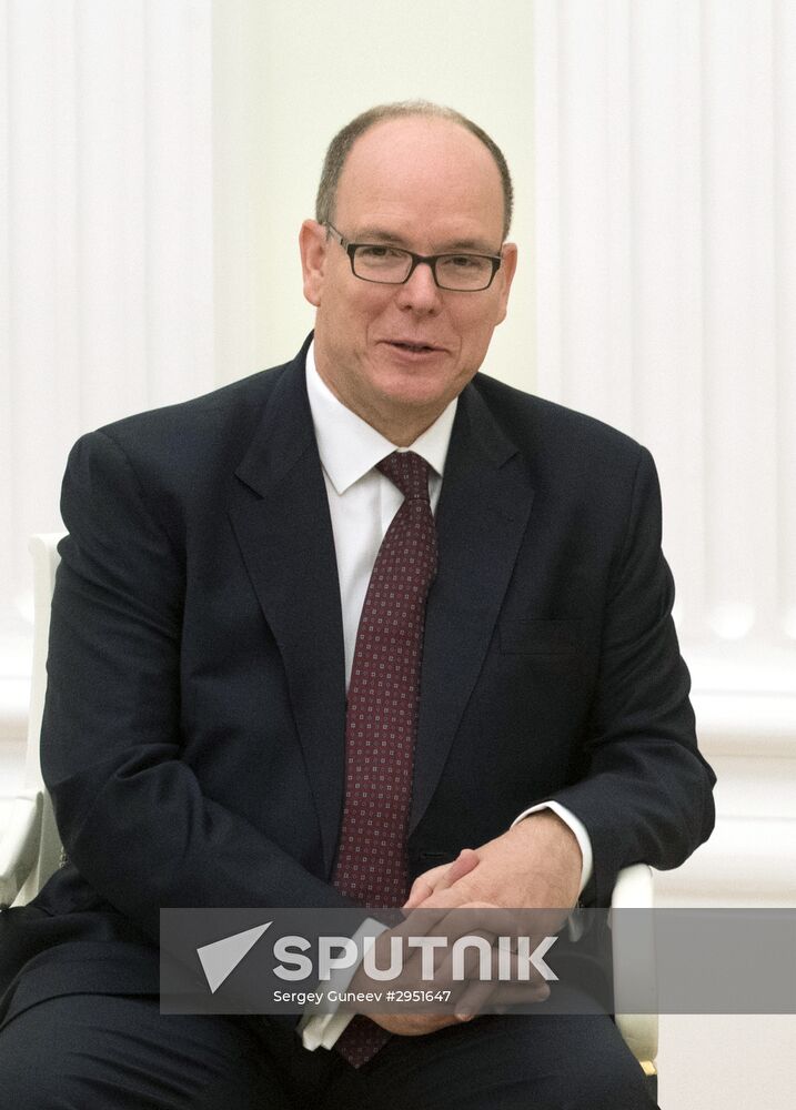 Russian President Vladimir Putin meets with Prince Albert II of Monaco