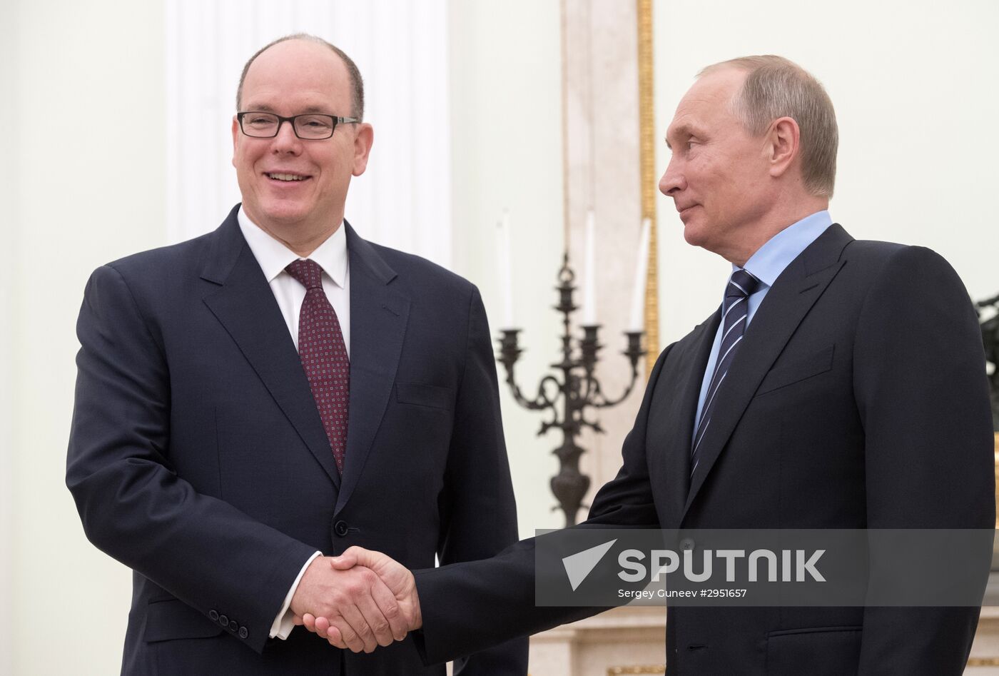 Russian President Vladimir Putin meets with Prince Albert II of Monaco