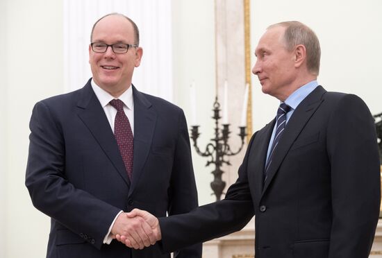 Russian President Vladimir Putin meets with Prince Albert II of Monaco