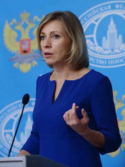 Russian Foreign Ministry Spokesperson Maria Zakharova at a briefing