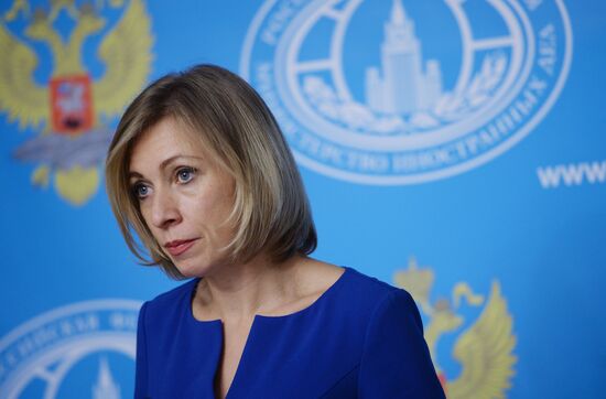 Russian Foreign Ministry Spokesperson Maria Zakharova at a briefing
