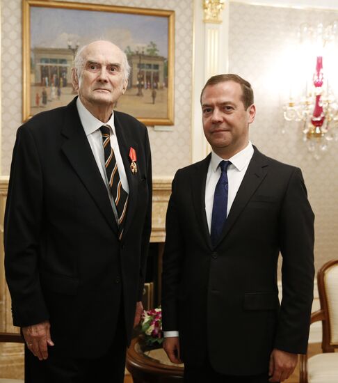 Russian Prime Minister Dmitry Medvedev awards the Order of Alexander Nevsky to Prince Dmitry Romanov